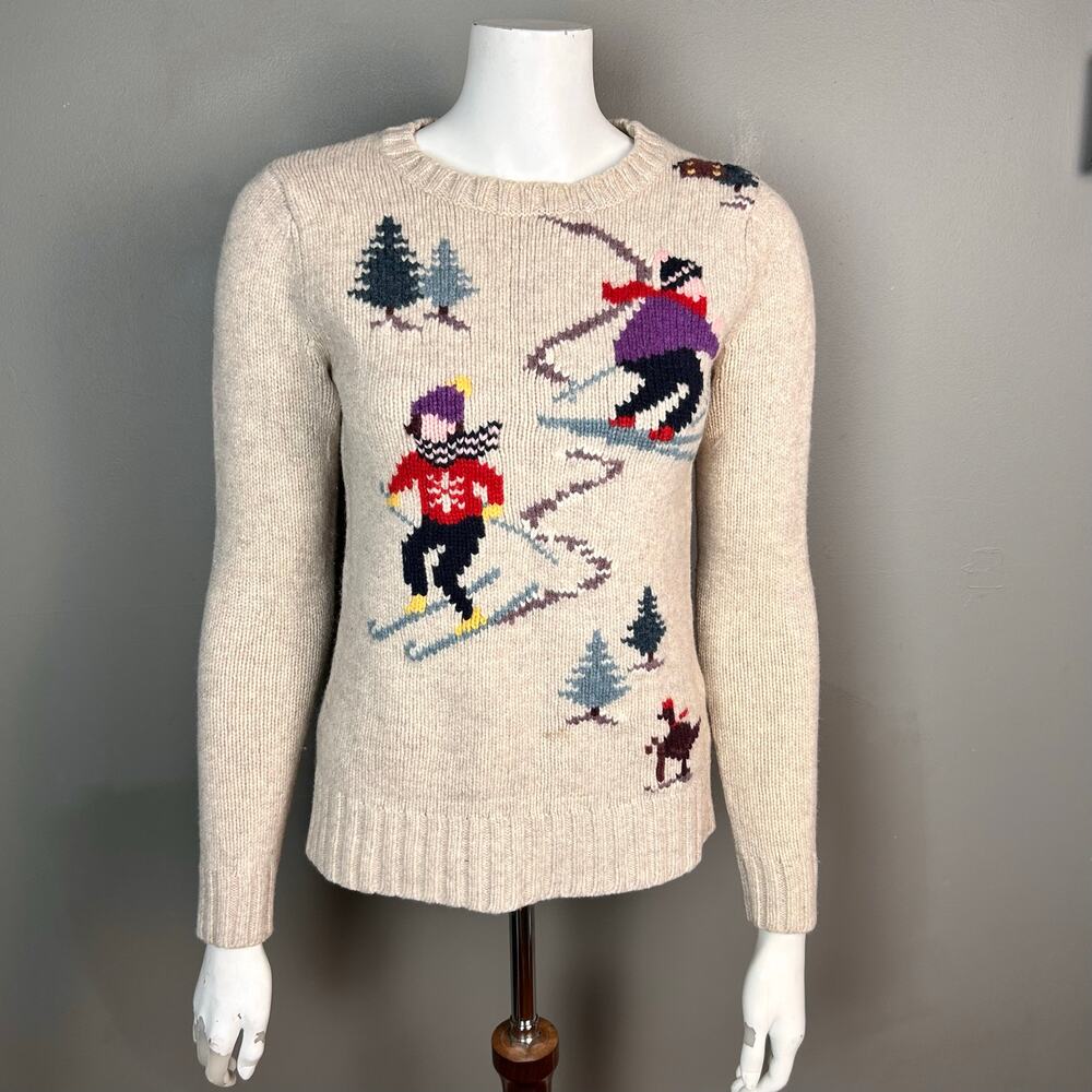 Jack Will‘s knitwear sweater women’s size 6 ski graphics novelty lambswool vtg